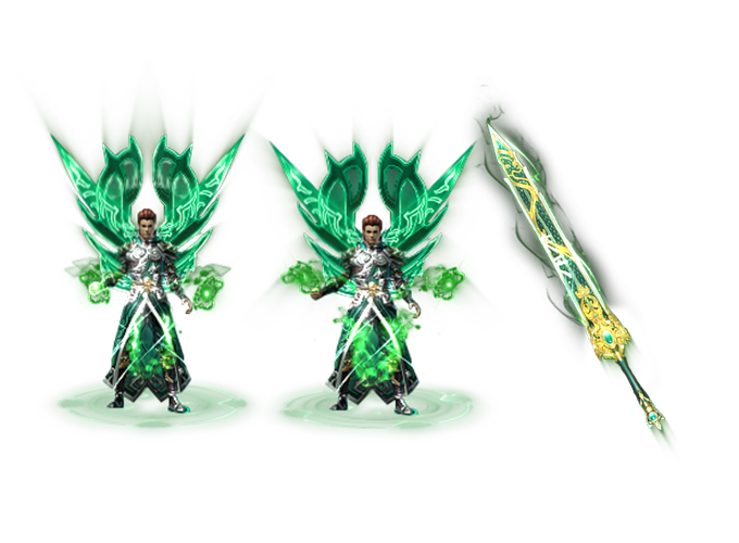 绿纹青色漂亮的剑甲套装素材