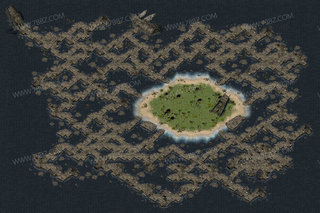 迷宫孤岛废弃船场高清地图素材-编号DT-231022-D