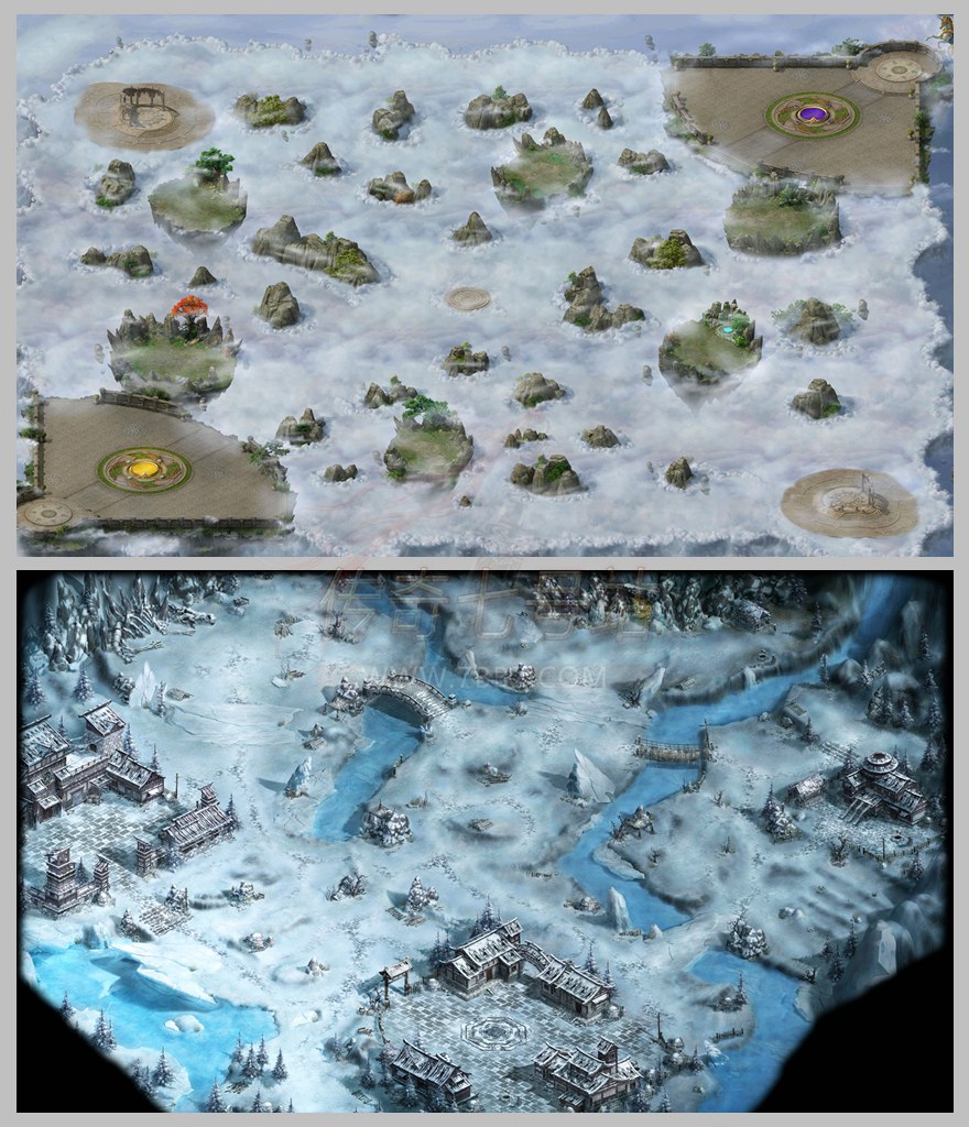 蓝冷冰雪之境/雾之仙境两套地图素材-编号DT-231210-H